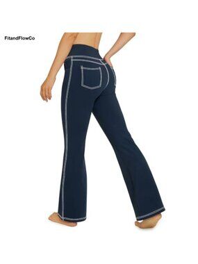 Women's Bootcut Yoga Pants Flare Leggings High Rise 4 Pockets